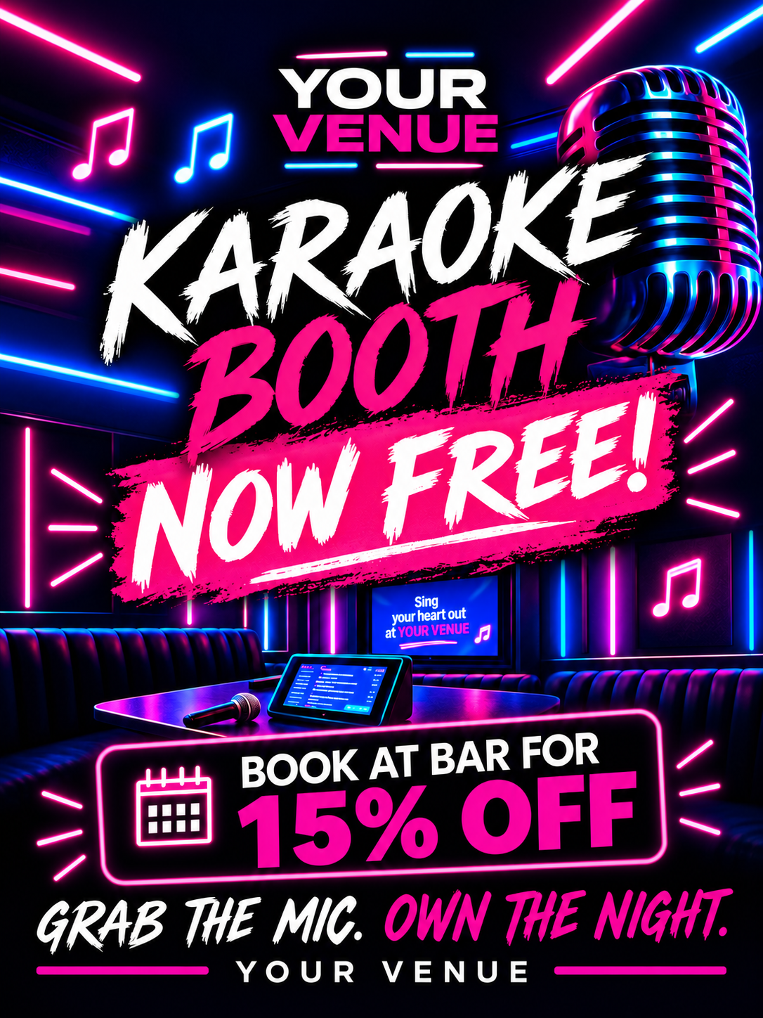 Your Venue karaoke booth promotion sample
